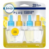 Febreze Plug Fresh Lemon Kitchen Odor Eliminator Scented Oil Refills, 0.87 fl oz, 2 count