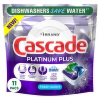 Cascade Platinum Plus Fresh Scent Dishwasher Detergent, 11 count, 6.0 oz