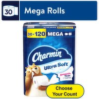 Charmin Ultra Soft Mega Bathroom Tissue Rolls, 30 count