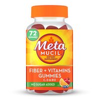 Metamucil Fiber Supplement Gummies with Vitamins C D B12, 72 Count