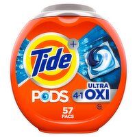 Tide 4-n-1 Ultra Oxi PODS Laundry Detergent Pacs, 57 Count, HE Compatible, Built in Pre-treater for