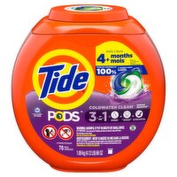 Tide Pods 3 in 1 Coldwater Clean Spring Meadow Detergent, 76 count, 66 oz, 66 Ounce