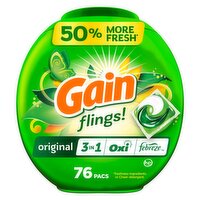 Gain Flings! 3 in 1 Oxi Febreze Original Detergent, 76 count, 51 oz, 54 Ounce