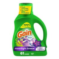 Gain Liquid Laundry Detergent, Moonlight Breeze Scent, 88 fl oz, 61 loads, Freshness + Odor Fightin