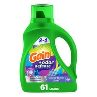 Gain Odor Defense Liquid Laundry Detergent, Super Fresh Blast Scent, 88 fl oz, 61 loads, 2 in 1, La
