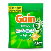 Gain Flings Liquid Laundry Washing Detergent pacs, Original Scent, 31 Count
