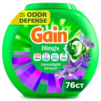 Gain Flings Liquid Washing Detergent pacs, Moonlight Breeze Scent, 76 CT