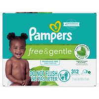 Pampers Free & Gentle Fragrance Free Wipes, 312 count