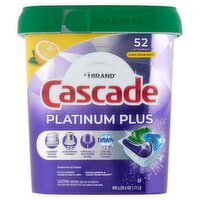 Cascade Clean Lemon Scent Platinum Plus Dishwasher Detergent, 52 count, 28.4 oz