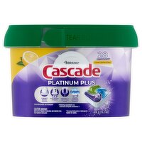 Cascade Clean Lemon Scent Platinum Plus Dishwasher Detergent, 28 count, 15.3 oz