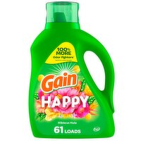 Gain Liquid Laundry Detergent, Happy, Hibiscus Hula, 88 fl oz, 61 loads, Laundry Detergent Liquid S, 88 Fluid ounce