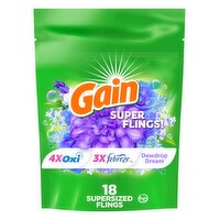 Gain Super Flings Laundry Detergent Pacs, 18 Count, Dewdrop Dream, irresistibly clean and fresh