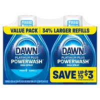 Dawn Fresh Clean Scent Platinum Plus Powerwash Dish Spray Value Pack, 21.5 fl oz, 2 count