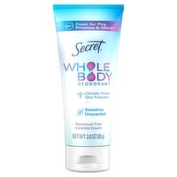 Secret Whole Body Deodorant Invisible Cream, 3.0 oz