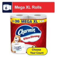 Charmin Ultra Strong Mega XL Bathroom Tissue Rolls, 6 count