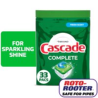 Cascade Complete Fresh Scent ActionPacs Dishwasher Detergent, 33 count, 17.6 oz