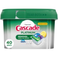 Cascade Platinum Action Pacs, Dishwasher Detergent, Lemon, 40ct