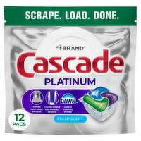 Cascade Platinum Fresh Scent Actionpacs Dishwasher Detergent, 12 count, 6.4 oz