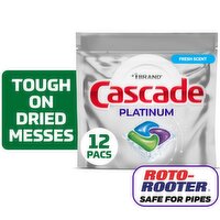 Cascade Platinum Fresh Scent Actionpacs Dishwasher Detergent, 12 count, 6.4 oz