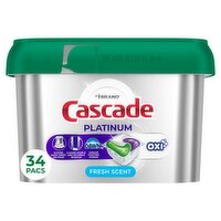Cascade Platinum Fresh Scent Oxi Dishwasher Detergent, 34 count, 18.8 oz