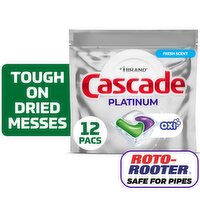 Cascade Platinum Fresh Scent ActionPacs Dishwasher Detergent, 12 count, 6.6 oz