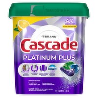 Cascade Platinum Plus Clean Lemon Scent ActionPacs Dishwasher Detergent, 47 count, 26.6 oz