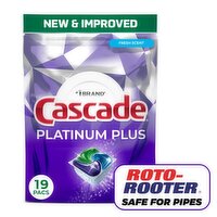 Cascade Platinum Plus Fresh Scent ActionPacs Dishwasher Detergent, 19 count, 10.7 oz