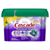 Cascade Platinum Plus Clean Lemon Scent ActionPacs Dishwasher Detergent, 26 count, 14.7 oz