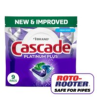 Cascade Platinum Plus Dishwasher Pods, Dishwasher Detergent, Dish Detergent Soap, Lemon, 9 Count