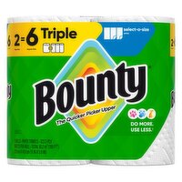 Bounty Paper Towels Select-A-Size White, 2 Triple Rolls