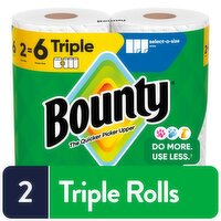 Bounty Paper Towels Select-A-Size White, 2 Triple Rolls, 123 Sheets Per Roll
