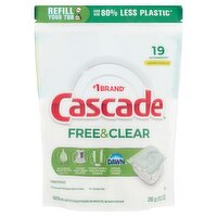 Cascade Lemon Essence Free & Clear Dishwasher Detergent, 19 count, 10.2 oz
