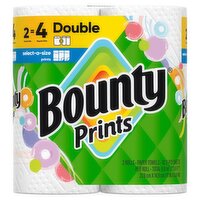 Bounty Prints Double Paper Towel Rolls, 2 count