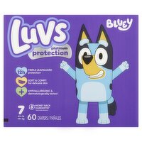 Luvs Bluey Platinum Protection Diapers, Size 7, 41+ lb, 60 count