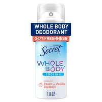 Secret Whole Body Cooling Notes of Peach + Vanilla Blossom Deodorant Body Spray, 1.0 oz
