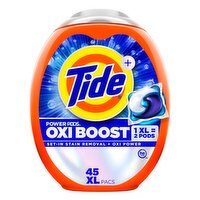Tide Oxi Boost Power PODS Laundry Detergent Pacs, 45 Count, 66 Ounce