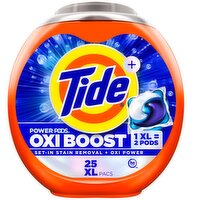 Tide Oxi Boost  Power PODS Laundry Detergent Pacs, 25 Count, Set-In Stain Removal + Oxi Power, laun