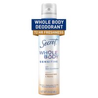 Secret Whole Body Sensitive Deodorant Aluminum Free Body Spray, 3.5 oz