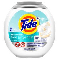 Tide+ Pods Odor Refresh Free & Gentle Unscented Detergent, 25 count, 40 oz