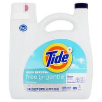 Tide+ Odor Refresh Free & Gentle Unscented Detergent, 83 loads, 117 fl oz