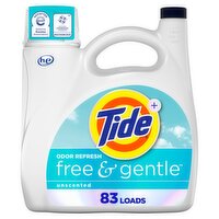 Tide+ Odor Refresh Free & Gentle Unscented Detergent, 83 loads, 117 fl oz