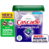 Cascade Platinum Plus Fresh Scent ActionPacs Dishwasher Detergent, 57 count, 32.2 oz