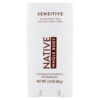 Native Coconut & Vanilla Sensitive Whole Body Deodorant, 2.4 oz