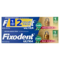 Fixodent Ultra Max Hold Scope Flavor Denture Adhesive Cream Value Pack, 2 count, 1.8 oz