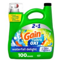 Gain Ultra Oxi Liquid Laundry Detergent, Waterfall Delight Scent, 144 fl oz, 100 Loads