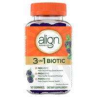 Align Probiotic Blackberry Flavored 3-in-1 Biotic Dietary Supplement, 50 count