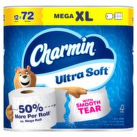 Charmin Ultra Soft Mega XL Bathroom Tissue Rolls, 312 2-ply sheets per roll, 12 count