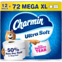 Charmin Toilet Paper Ultra Soft, 12 Mega XL Rolls, 2-ply Bath Tissue