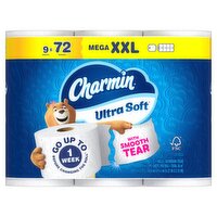 Charmin Ultra Soft Mega XXL Bathroom Tissue Rolls, 416 2-ply sheets per roll, 9 count, 37.44 Each