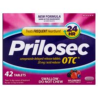 Prilosec OTC Omeprazole Delayed-Release Acid Reducer Wildberry Coated Tablet, 20 mg, 42 count
